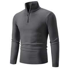 2023 Men's Plus Size Fleece Zip Mock Neck Sweater