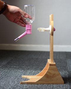 Cat Water Dispenser with Bamboo or Oak Stand – 300ml Pet Drinking Fountain