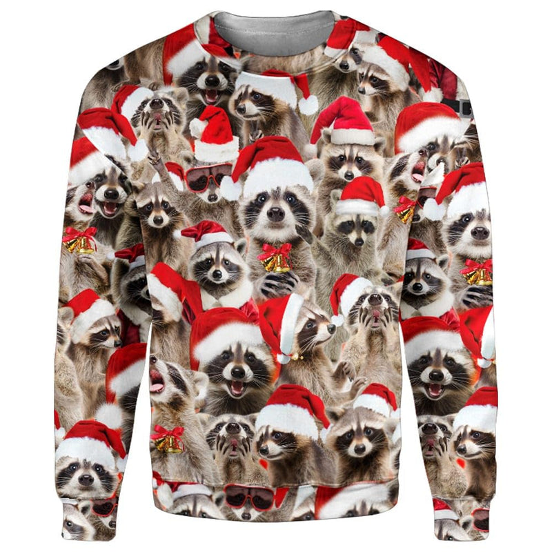 Funny Christmas Raccoon Sweatshirt for Men