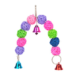 Colorful Rattan Balls with Bells for Parrot Entertainment
