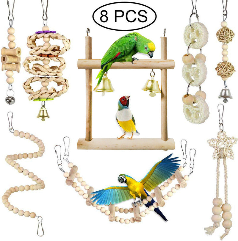 Parrot Chewing Toys with Swing - Set Of 8