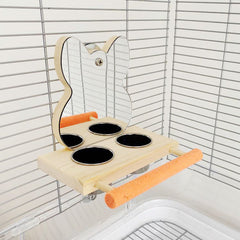Bird Grinding Claw Stand Stainless Steel Food Cup Mirror