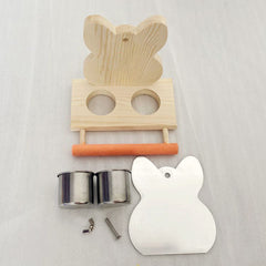 Bird Grinding Claw Stand Stainless Steel Food Cup Mirror