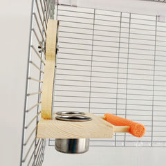 Bird Grinding Claw Stand Stainless Steel Food Cup Mirror