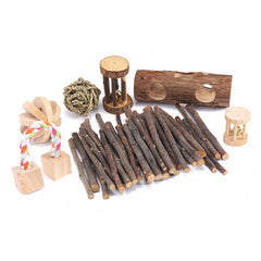 Wooden Chew Toys Set for Hamsters, Birds, Cats, Dogs