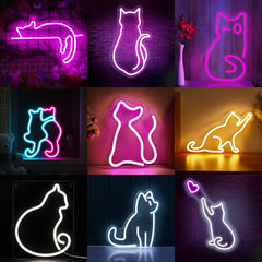LED Neon Cat Wall Decor for Indoor/Outdoor Lighting