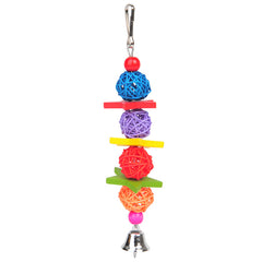 Colorful Rattan Balls with Bells for Parrot Entertainment