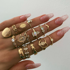13-Piece vintage diamond ring set