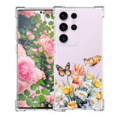 YEPO for Samsung Galaxy S23 Ultra Case Clear Floral Spring Shockproof Soft TPU Protective Flexible Fashion Design Cell Phone Cases Cover for Samsung Galaxy S23 Ultra