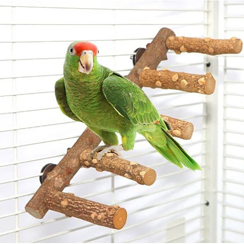 Bird Ladder Wood Perch Stand for Parrot Parakeet Cockatiel Conure African Greys Amazon Cockatoo Budgie Lovebirds Finch Canary Cage Toy