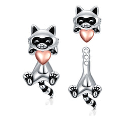 Flpruy Raccoon Stud Earrings for Women 925 Sterling Silver Raccoon Earrings Funny Raccoon Jewelry Gifts for Women Raccoon Lover