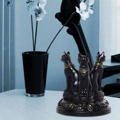 Bastet Cat Goddess Statue with Crystal Base for Decor
