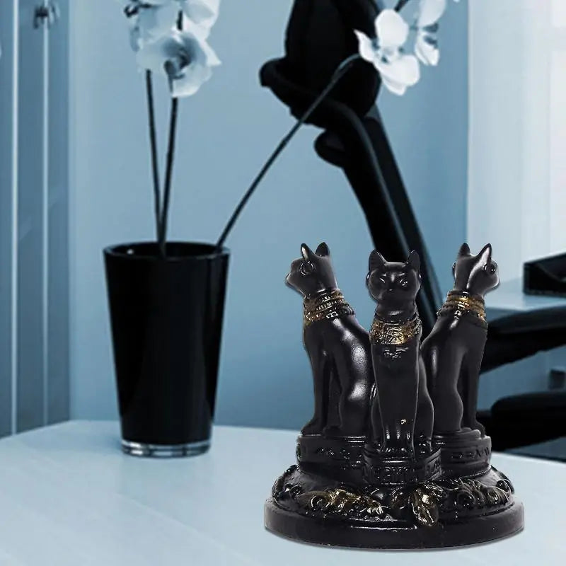 Bastet Cat Goddess Statue with Crystal Base for Decor