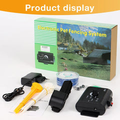 023 Dog Electric Fence Shock Training Collar Electronic Pet Fencing System Adjustable Control Range Wired Containment System