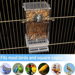 No Mess Automatic Bird Feeder Transparent Food Container Cage Parrot Feeder Accessories for Small Birds Parrot