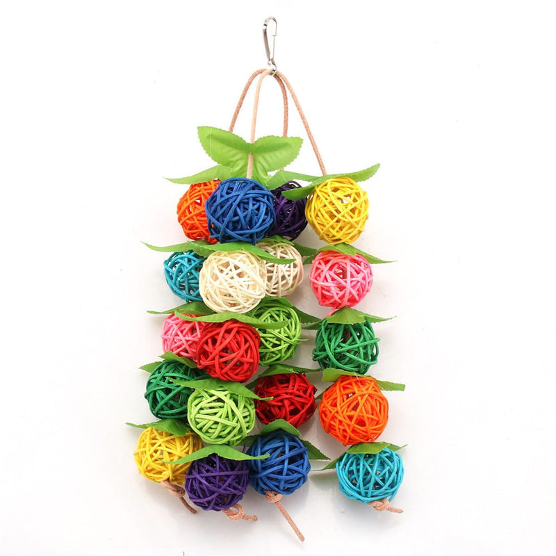 Hanging Bird Chewing Rattan Ball Toy Colorful Birdcage Swing Bird Toy for Canary Birds Parrot Parakeet Cockatiel Conure Budgie Finch