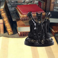 Bastet Cat Goddess Statue with Crystal Base for Decor