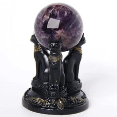 Bastet Cat Goddess Statue with Crystal Base for Decor