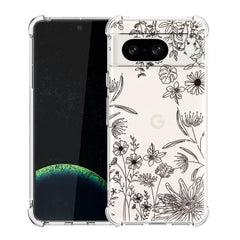 YEPO for Google Pixel 8A Case Clear Flower Shockproof TPU Protective Bumper Fashion Design Cell Phone Cases Cover for Google Pixel 8A Girls