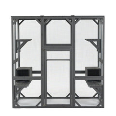 Outdoor Cat House Wooden Cat Cage Hood - Large Cat Cage With Jump Platform And Apartment
